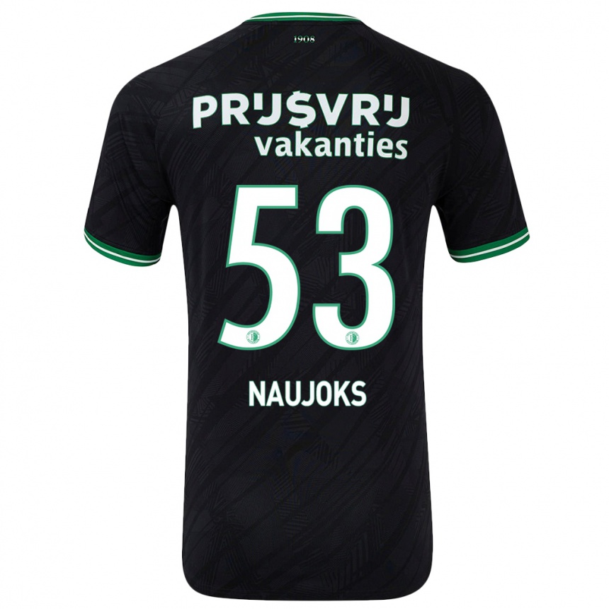 Men Football Noah Naujoks #53 Black Green Away Jersey 2024/25 T-Shirt Canada