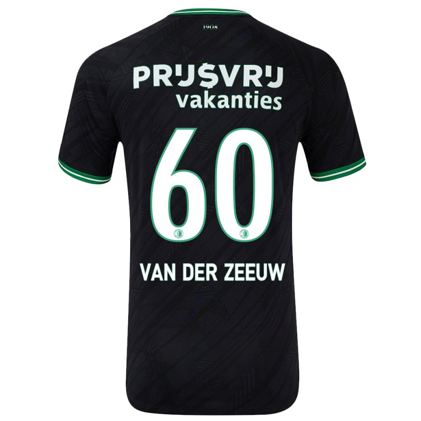 Men Football Twan Van Der Zeeuw #60 Black Green Away Jersey 2024/25 T-Shirt Canada