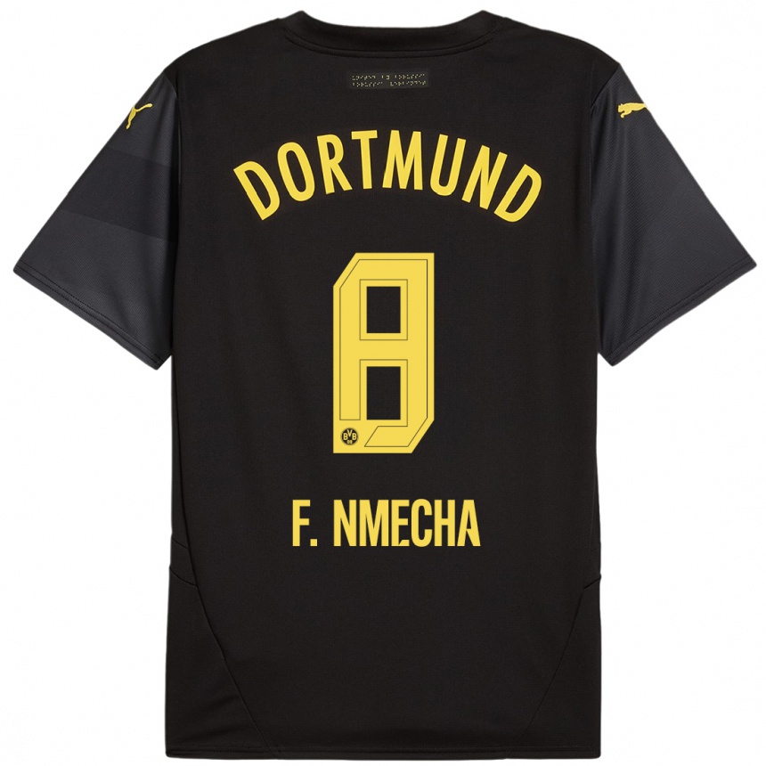 Men Football Felix Nmecha #8 Black Yellow Away Jersey 2024/25 T-Shirt Canada