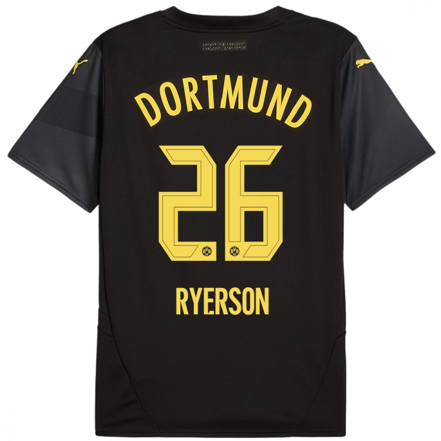 Men Football Julian Ryerson #26 Black Yellow Away Jersey 2024/25 T-Shirt Canada