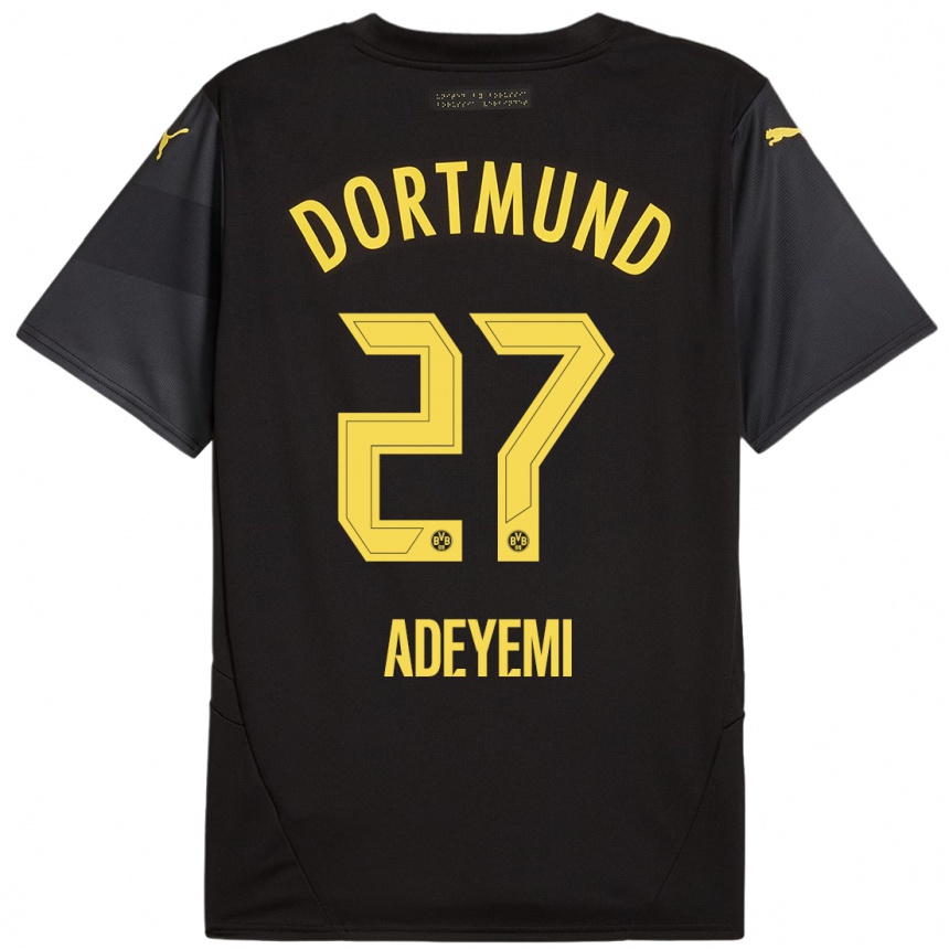 Homme Football Maillot Karim Adeyemi #27 Noir Jaune Tenues Extérieur 2024/25 Canada