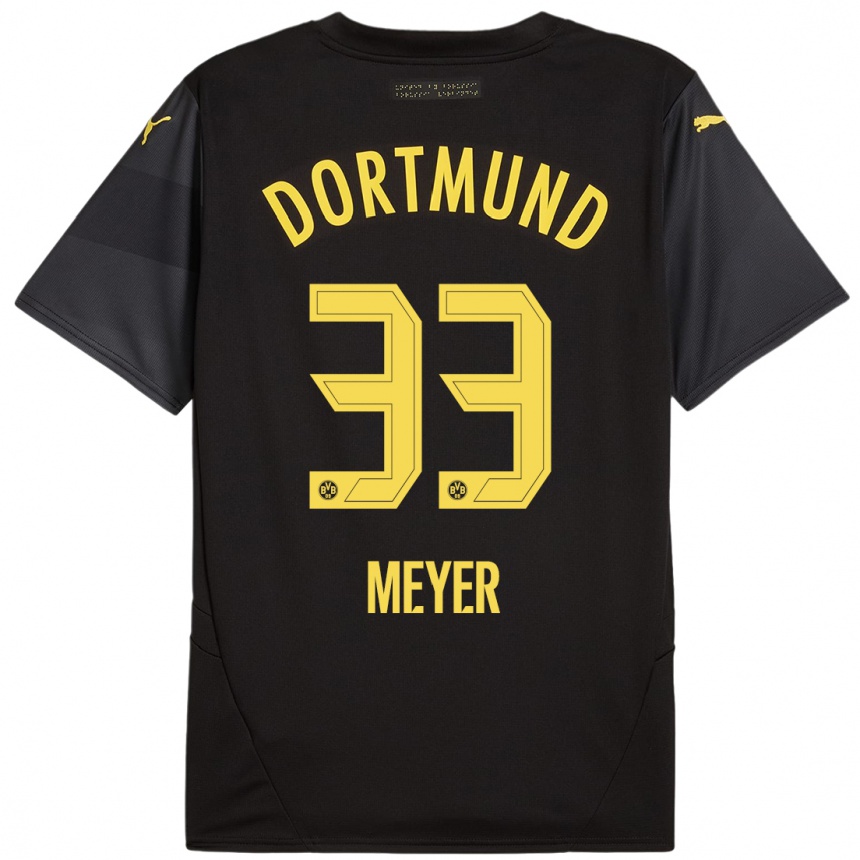 Men Football Alexander Meyer #33 Black Yellow Away Jersey 2024/25 T-Shirt Canada