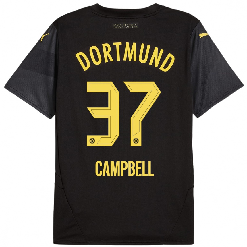 Men Football Cole Campbell #37 Black Yellow Away Jersey 2024/25 T-Shirt Canada