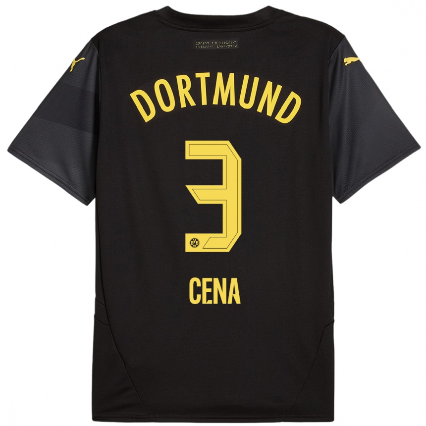 Men Football Valon Cena #3 Black Yellow Away Jersey 2024/25 T-Shirt Canada