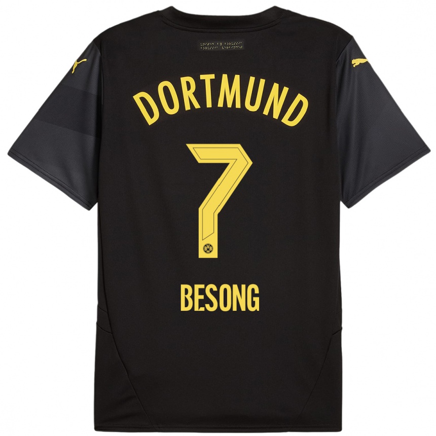 Men Football Paul-Philipp Besong #7 Black Yellow Away Jersey 2024/25 T-Shirt Canada