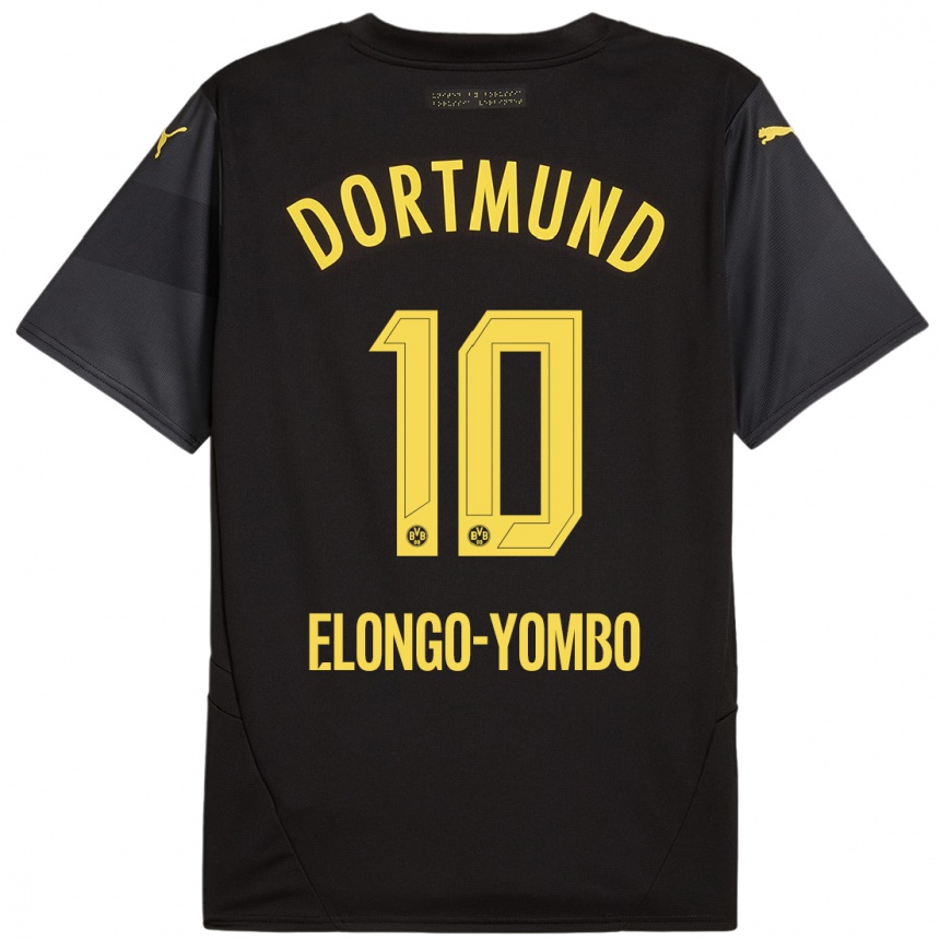 Men Football Rodney Elongo-Yombo #10 Black Yellow Away Jersey 2024/25 T-Shirt Canada