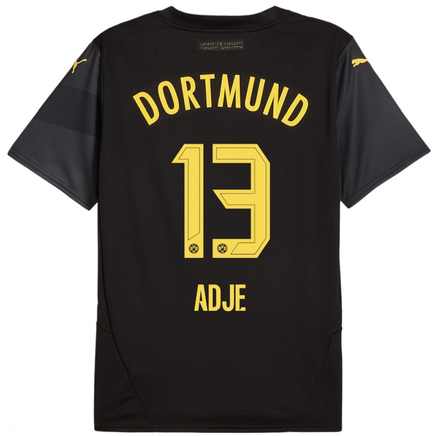 Men Football Miguel Adje #13 Black Yellow Away Jersey 2024/25 T-Shirt Canada