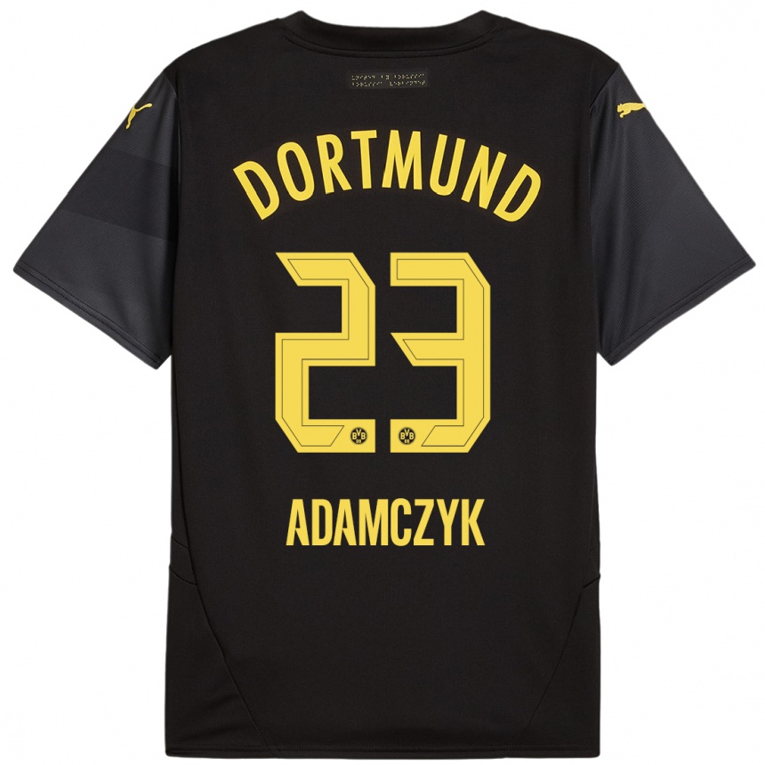 Men Football Nico Adamczyk #23 Black Yellow Away Jersey 2024/25 T-Shirt Canada