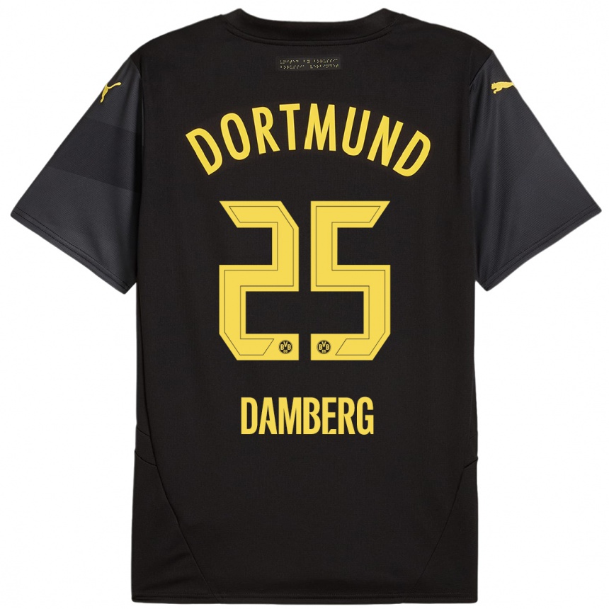 Men Football Niclas Damberg #25 Black Yellow Away Jersey 2024/25 T-Shirt Canada