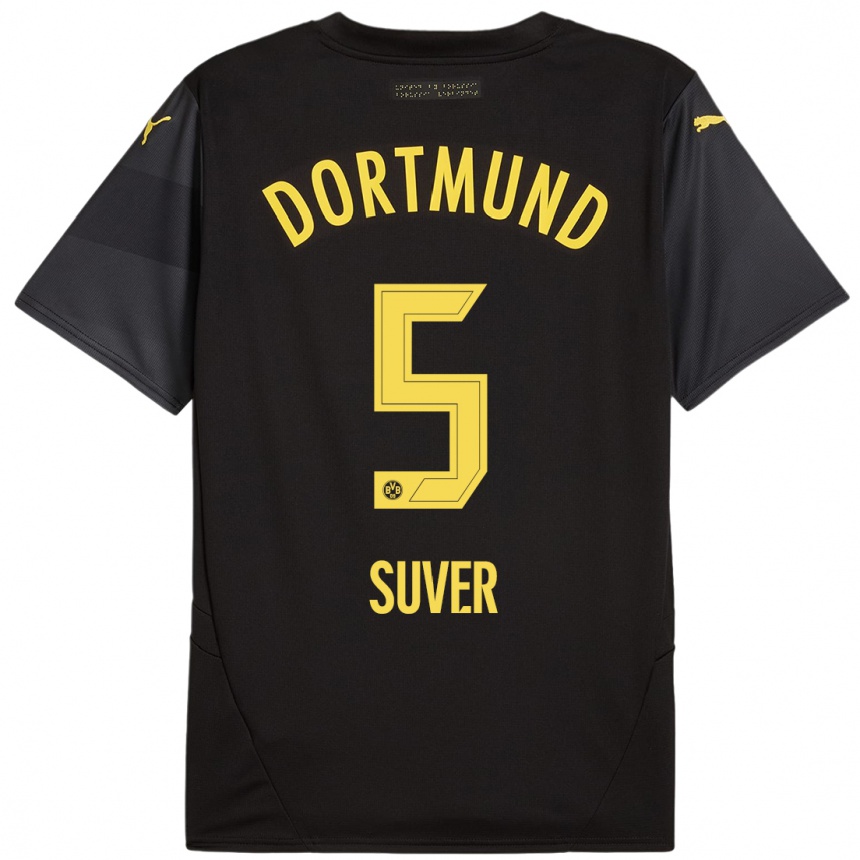 Men Football Mario Suver #5 Black Yellow Away Jersey 2024/25 T-Shirt Canada