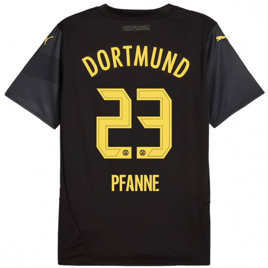 Men Football Franz Pfanne #23 Black Yellow Away Jersey 2024/25 T-Shirt Canada