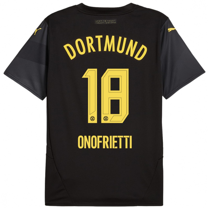 Men Football Vincenzo Onofrietti #18 Black Yellow Away Jersey 2024/25 T-Shirt Canada