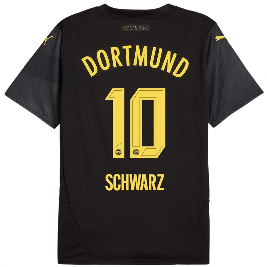 Men Football Oskar Schwarz #10 Black Yellow Away Jersey 2024/25 T-Shirt Canada