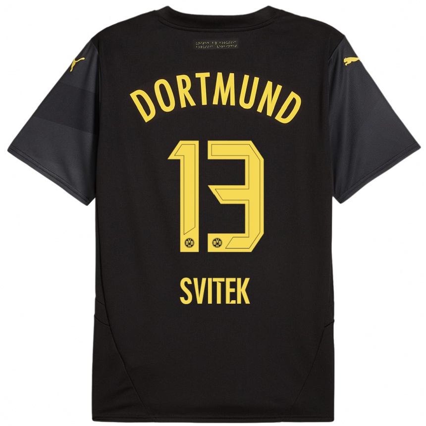 Men Football Leon Svitek #13 Black Yellow Away Jersey 2024/25 T-Shirt Canada