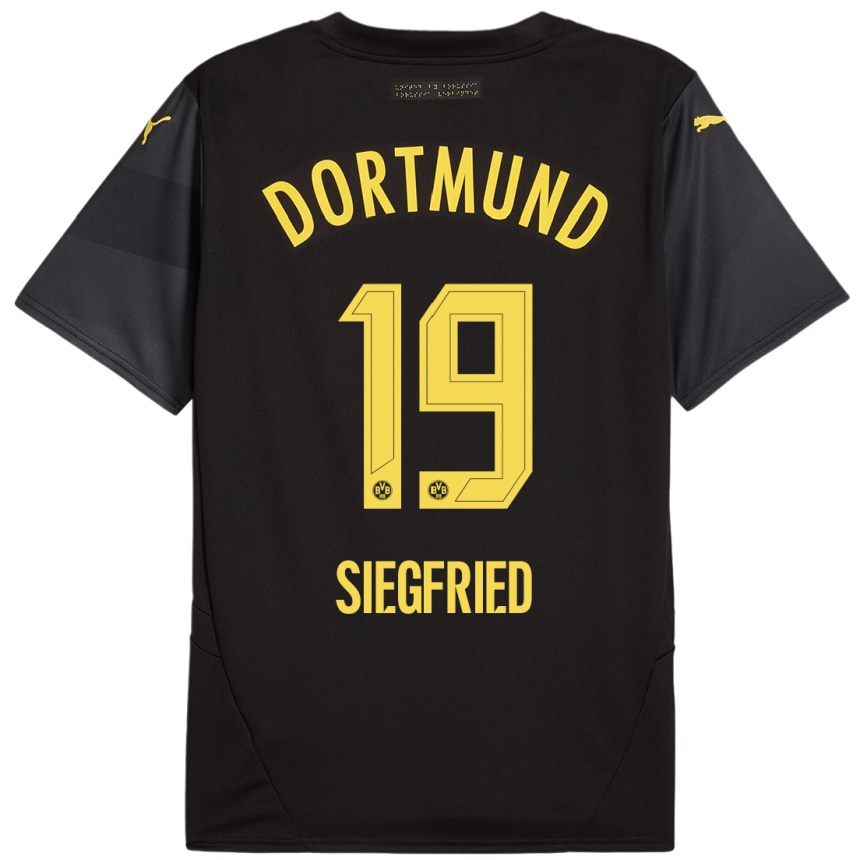 Men Football Janz Siegfried #19 Black Yellow Away Jersey 2024/25 T-Shirt Canada