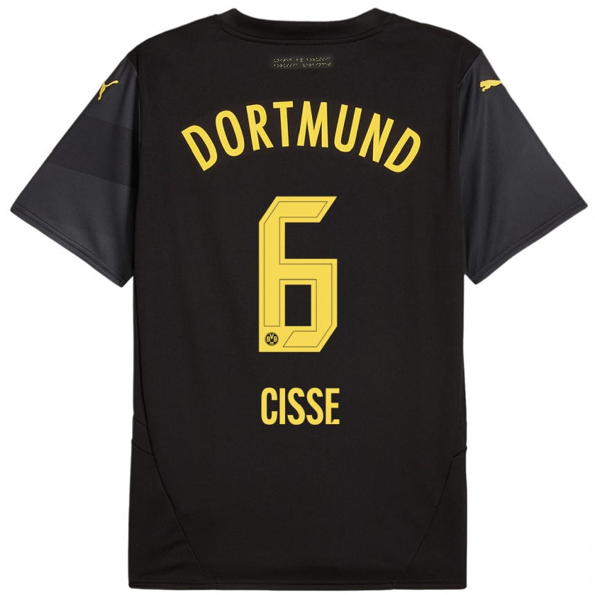 Men Football Faroukou Cisse #6 Black Yellow Away Jersey 2024/25 T-Shirt Canada