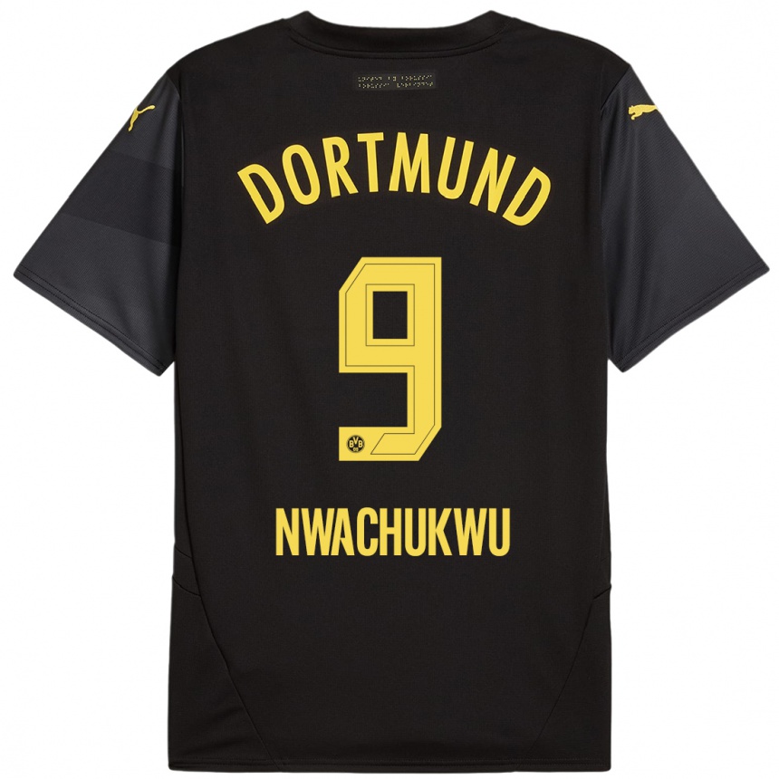 Men Football Isaak Nwachukwu #9 Black Yellow Away Jersey 2024/25 T-Shirt Canada