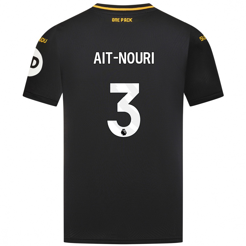 Men Football Rayan Aït-Nouri #3 Black Away Jersey 2024/25 T-Shirt Canada