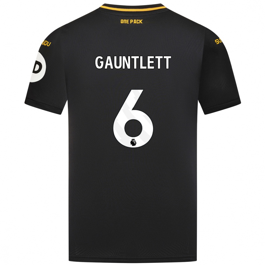 Men Football Maz Gauntlett #6 Black Away Jersey 2024/25 T-Shirt Canada