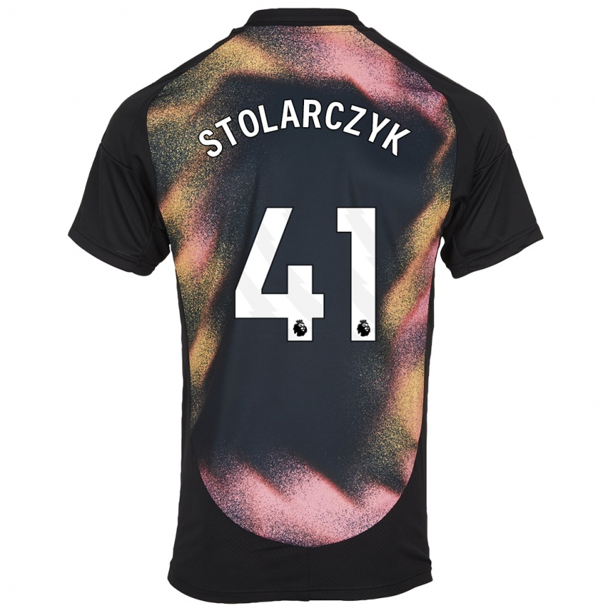 Men Football Jakub Stolarczyk #41 Black White Away Jersey 2024/25 T-Shirt Canada