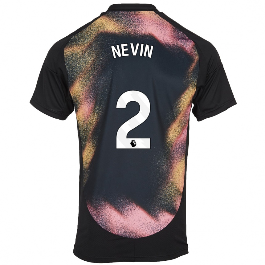 Men Football Courtney Nevin #2 Black White Away Jersey 2024/25 T-Shirt Canada