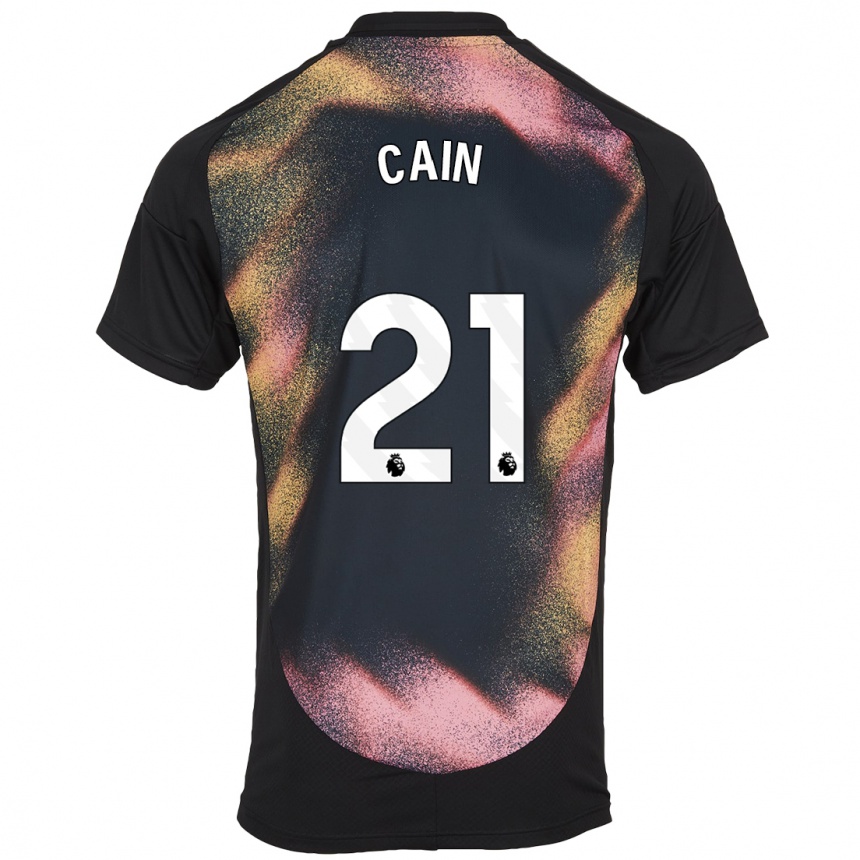 Men Football Hannah Cain #21 Black White Away Jersey 2024/25 T-Shirt Canada