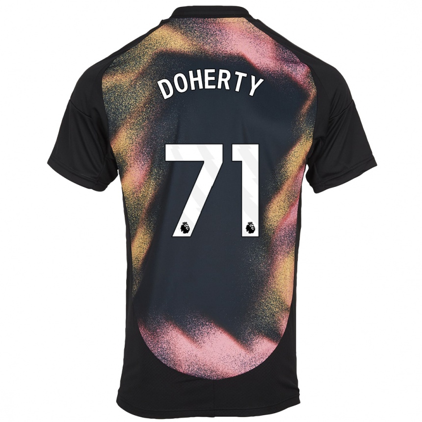 Men Football Arlo Doherty #71 Black White Away Jersey 2024/25 T-Shirt Canada