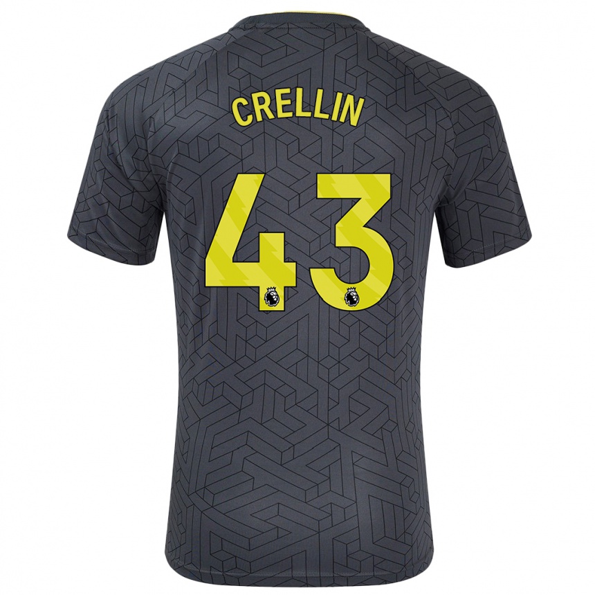 Men Football Billy Crellin #43 Black Yellow Away Jersey 2024/25 T-Shirt Canada