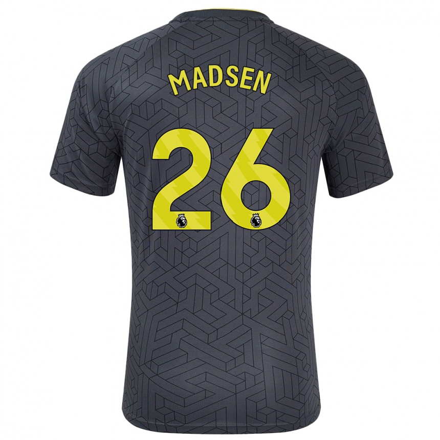 Men Football Rikke Madsen #26 Black Yellow Away Jersey 2024/25 T-Shirt Canada