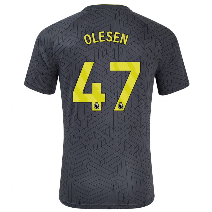 Men Football Karoline Olesen #47 Black Yellow Away Jersey 2024/25 T-Shirt Canada