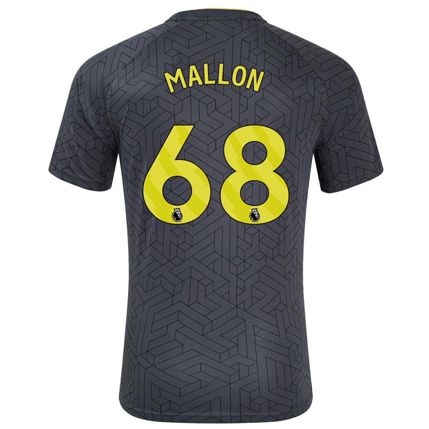 Men Football Mathew Mallon #68 Black Yellow Away Jersey 2024/25 T-Shirt Canada