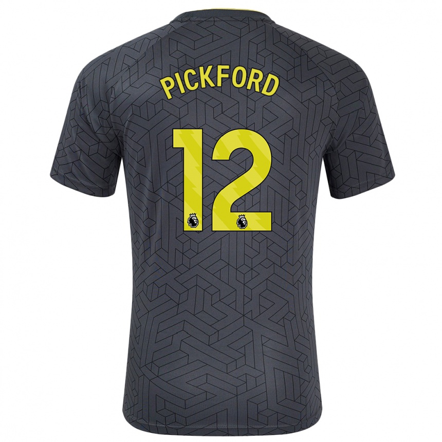 Men Football Jordan Pickford #12 Black Yellow Away Jersey 2024/25 T-Shirt Canada