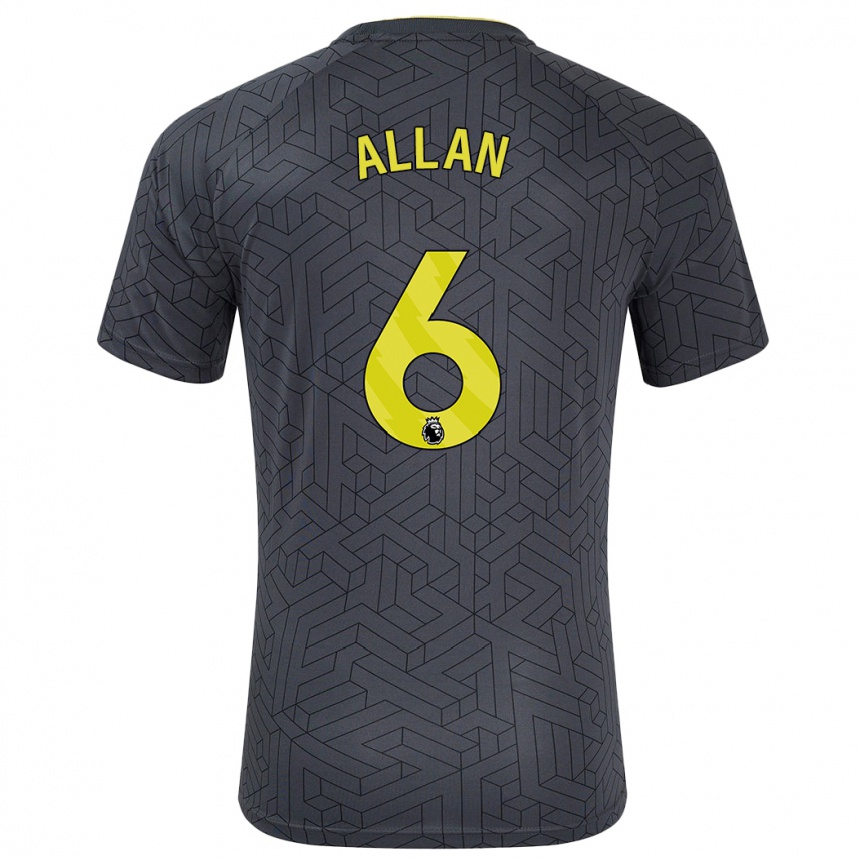 Men Football Allan #6 Black Yellow Away Jersey 2024/25 T-Shirt Canada