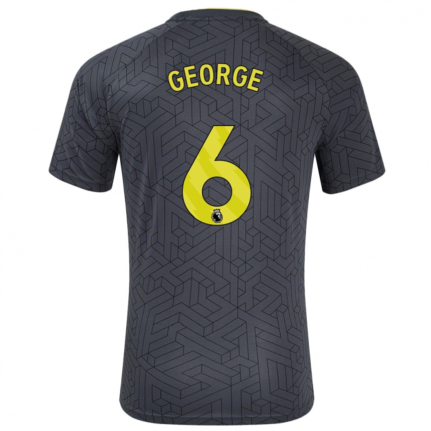 Men Football Gabrielle George #6 Black Yellow Away Jersey 2024/25 T-Shirt Canada