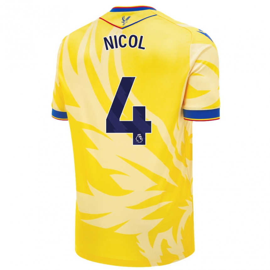 Men Football Leigh Nicol #4 Yellow Away Jersey 2024/25 T-Shirt Canada