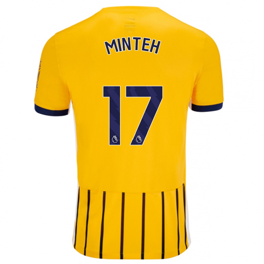 Homme Football Maillot Yankuba Minteh #17 Doré Bleu À Fines Rayures Tenues Extérieur 2024/25 Canada