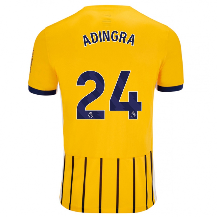 Men Football Simon Adingra #24 Gold Blue Pinstripes Away Jersey 2024/25 T-Shirt Canada