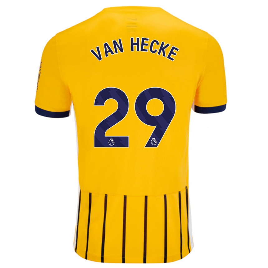 Men Football Jan Paul Van Hecke #29 Gold Blue Pinstripes Away Jersey 2024/25 T-Shirt Canada