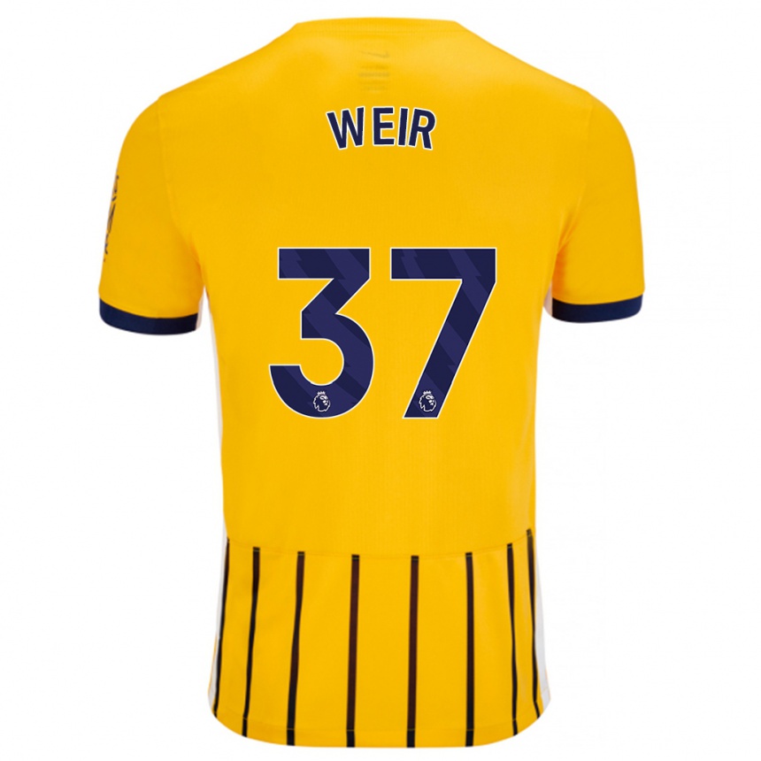 Homme Football Maillot Jensen Weir #37 Doré Bleu À Fines Rayures Tenues Extérieur 2024/25 Canada