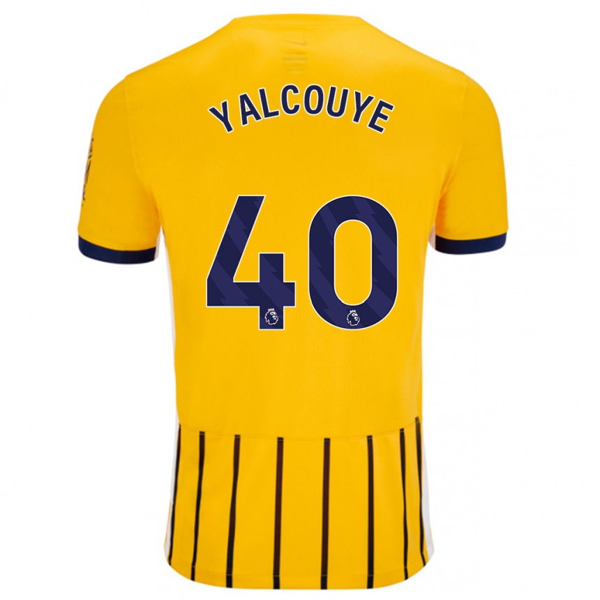 Men Football Malick Junior Yalcouyé #40 Gold Blue Pinstripes Away Jersey 2024/25 T-Shirt Canada