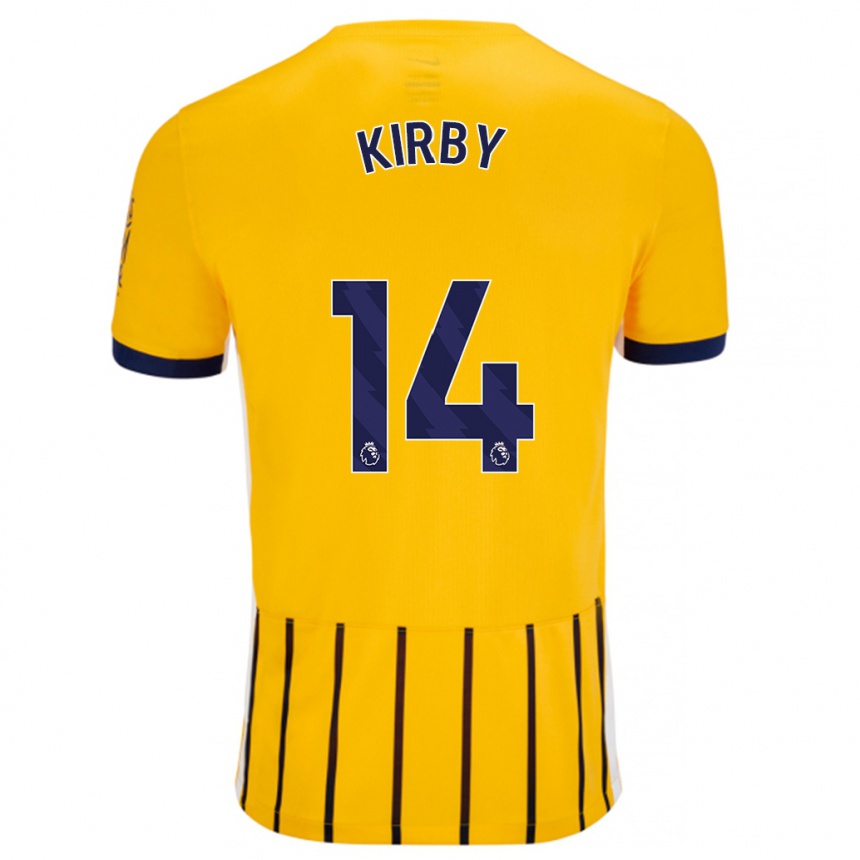 Homme Football Maillot Fran Kirby #14 Doré Bleu À Fines Rayures Tenues Extérieur 2024/25 Canada