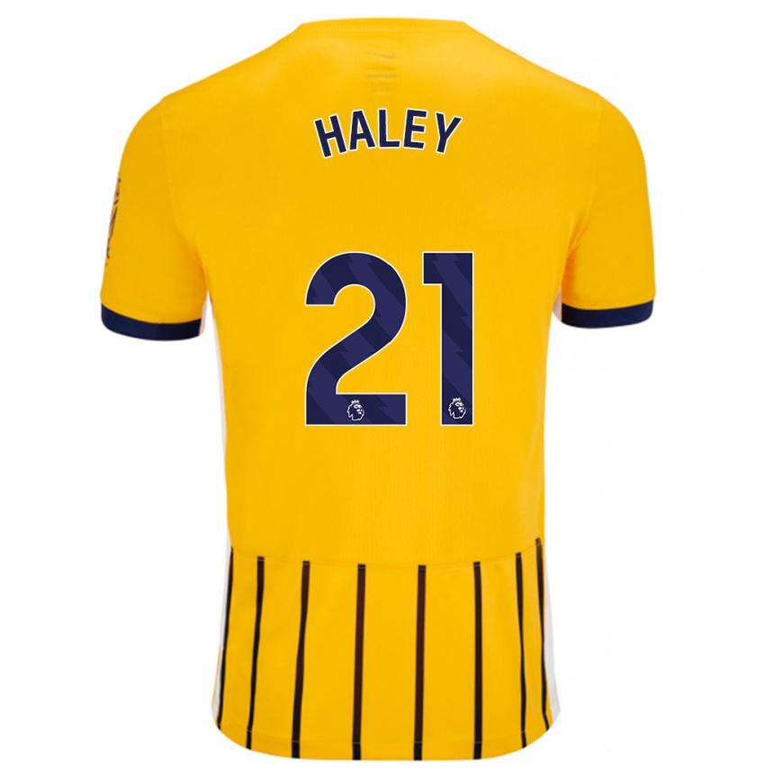 Men Football Madison Haley #21 Gold Blue Pinstripes Away Jersey 2024/25 T-Shirt Canada