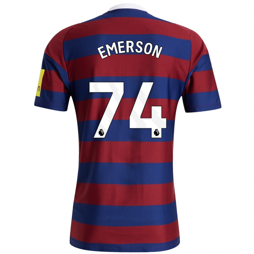 Men Football Johnny Emerson #74 Burgundy Navy Blue Away Jersey 2024/25 T-Shirt Canada