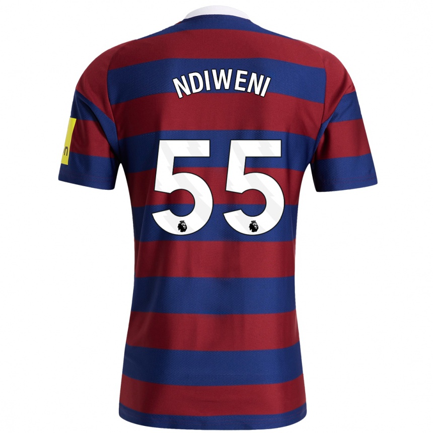 Men Football Michael Ndiweni #55 Burgundy Navy Blue Away Jersey 2024/25 T-Shirt Canada