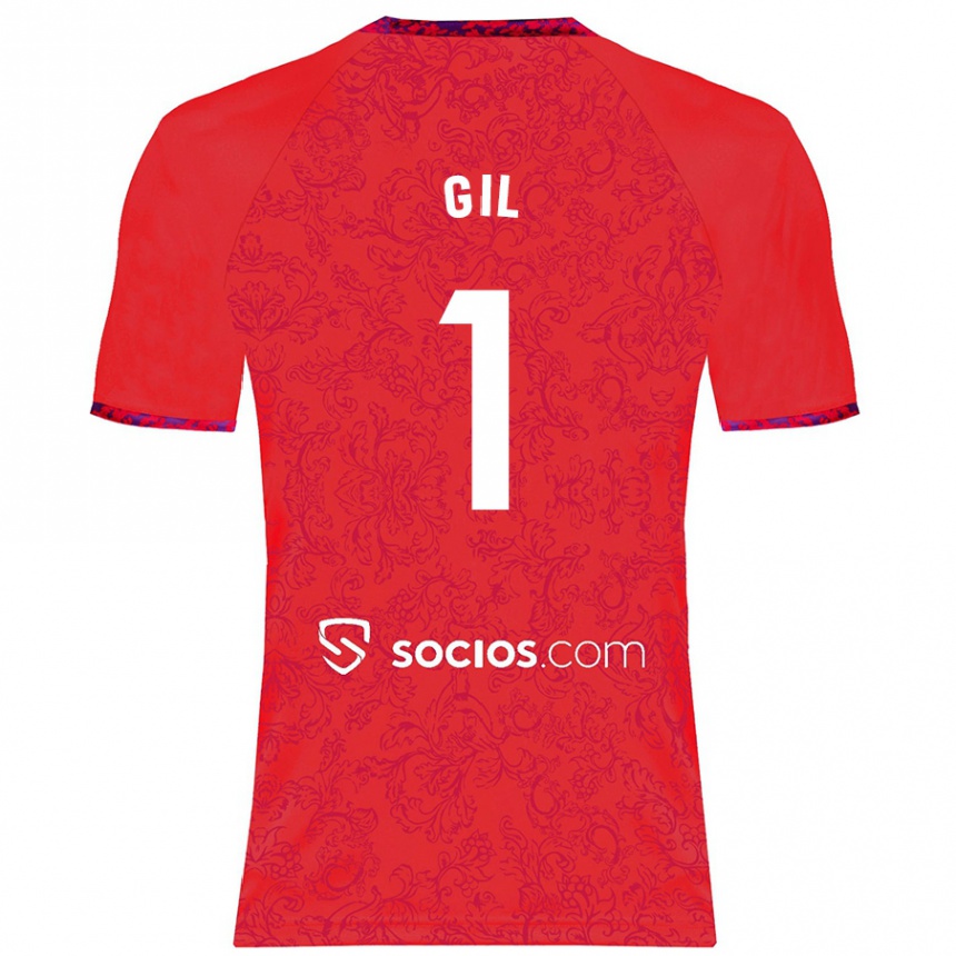 Men Football David Gil #1 Red Away Jersey 2024/25 T-Shirt Canada