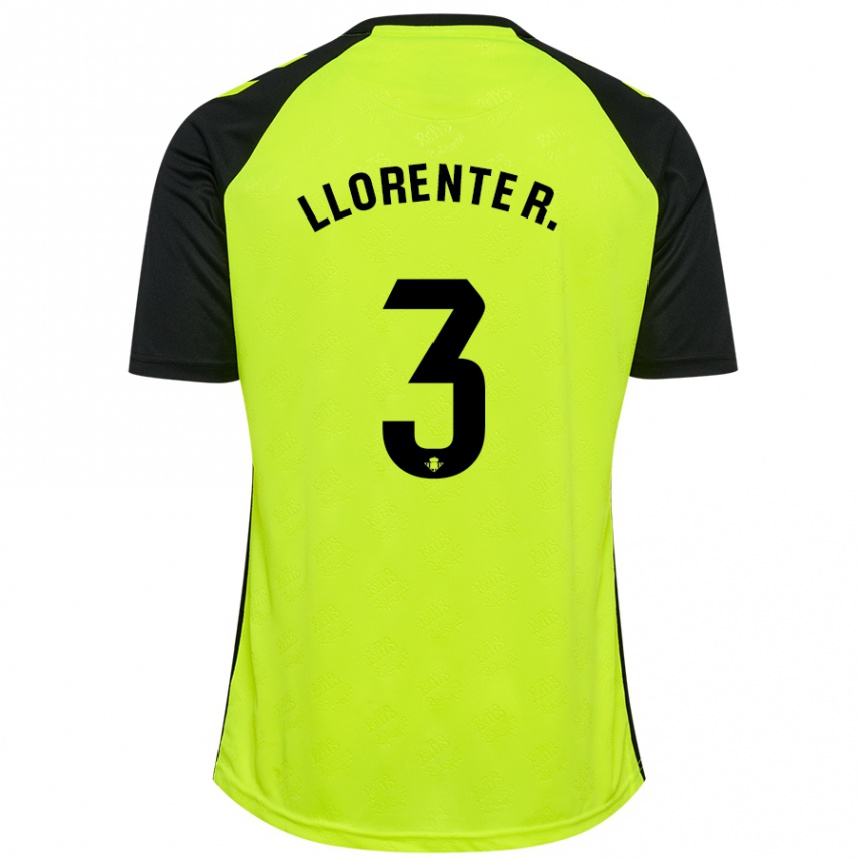 Men Football Diego Llorente #3 Fluorescent Yellow Black Away Jersey 2024/25 T-Shirt Canada