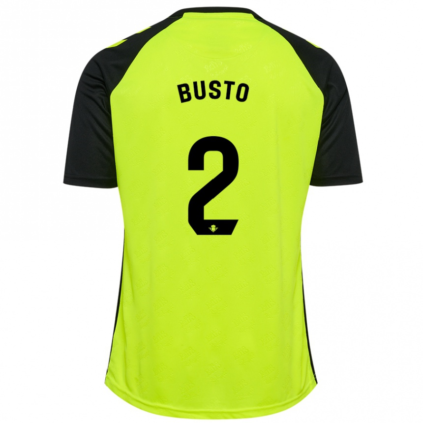 Men Football Pablo Busto #2 Fluorescent Yellow Black Away Jersey 2024/25 T-Shirt Canada