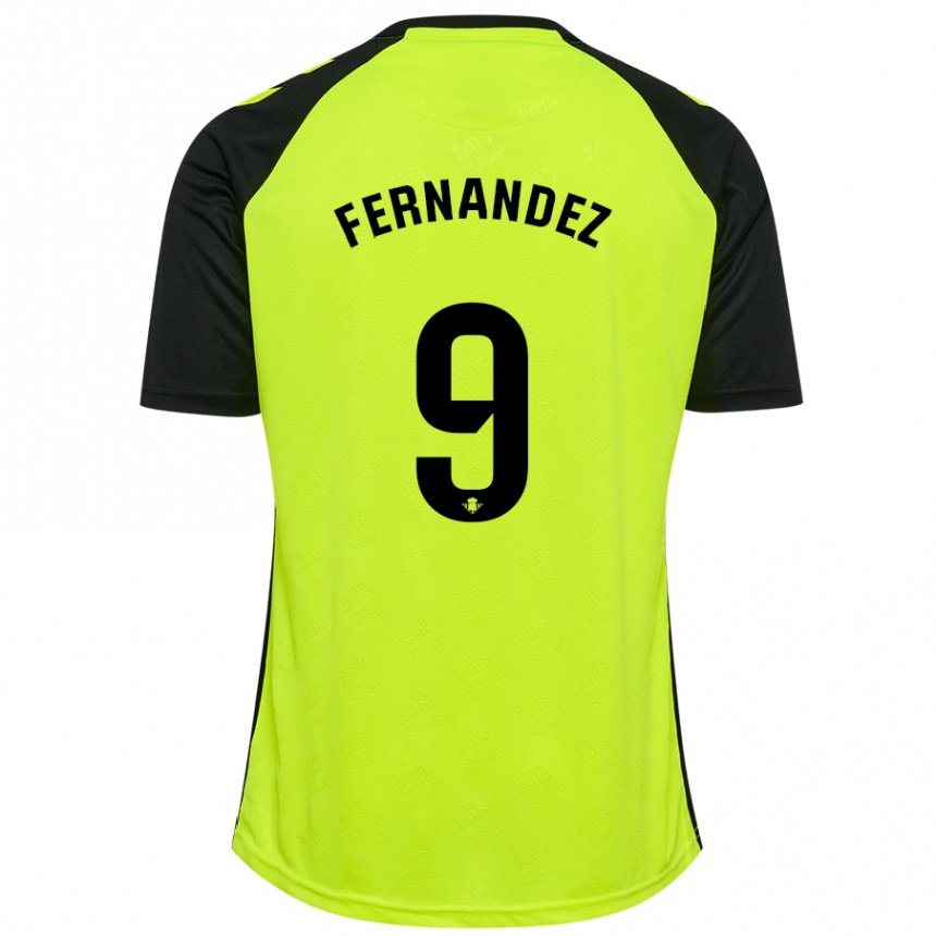 Men Football Marcos Fernández #9 Fluorescent Yellow Black Away Jersey 2024/25 T-Shirt Canada