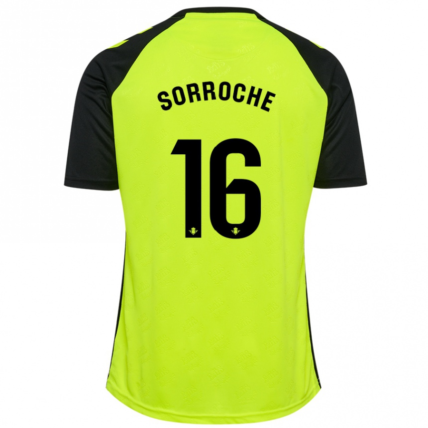 Men Football Ginés Sorroche #16 Fluorescent Yellow Black Away Jersey 2024/25 T-Shirt Canada