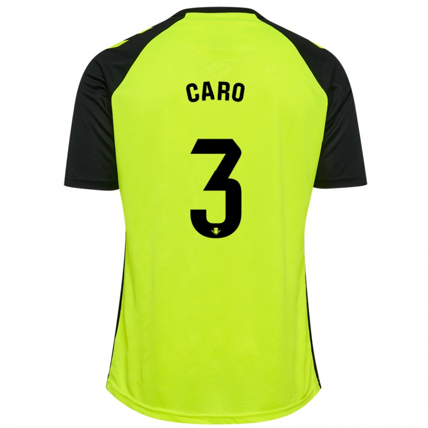 Men Football Andrés Caro #3 Fluorescent Yellow Black Away Jersey 2024/25 T-Shirt Canada